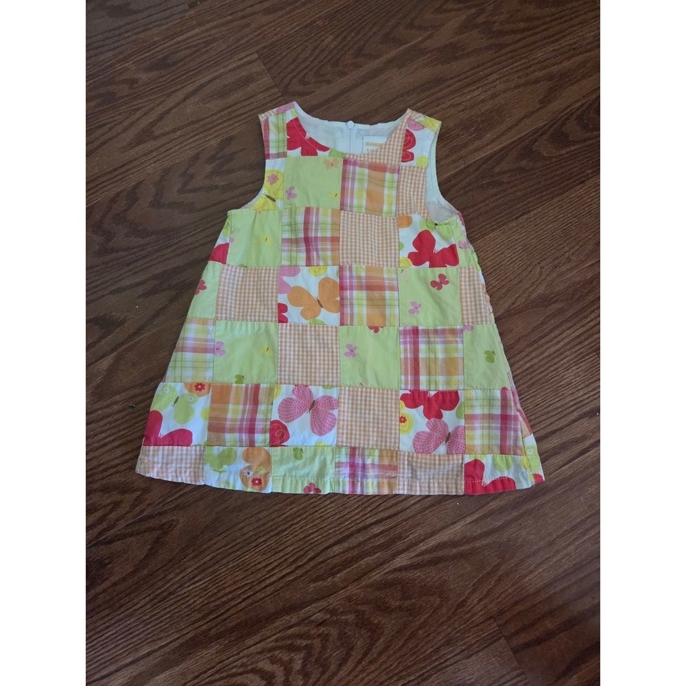 Gymboree Baby Girls Patchwork Butterfly Dress Plaid Gingham Cotton 6-12 Months